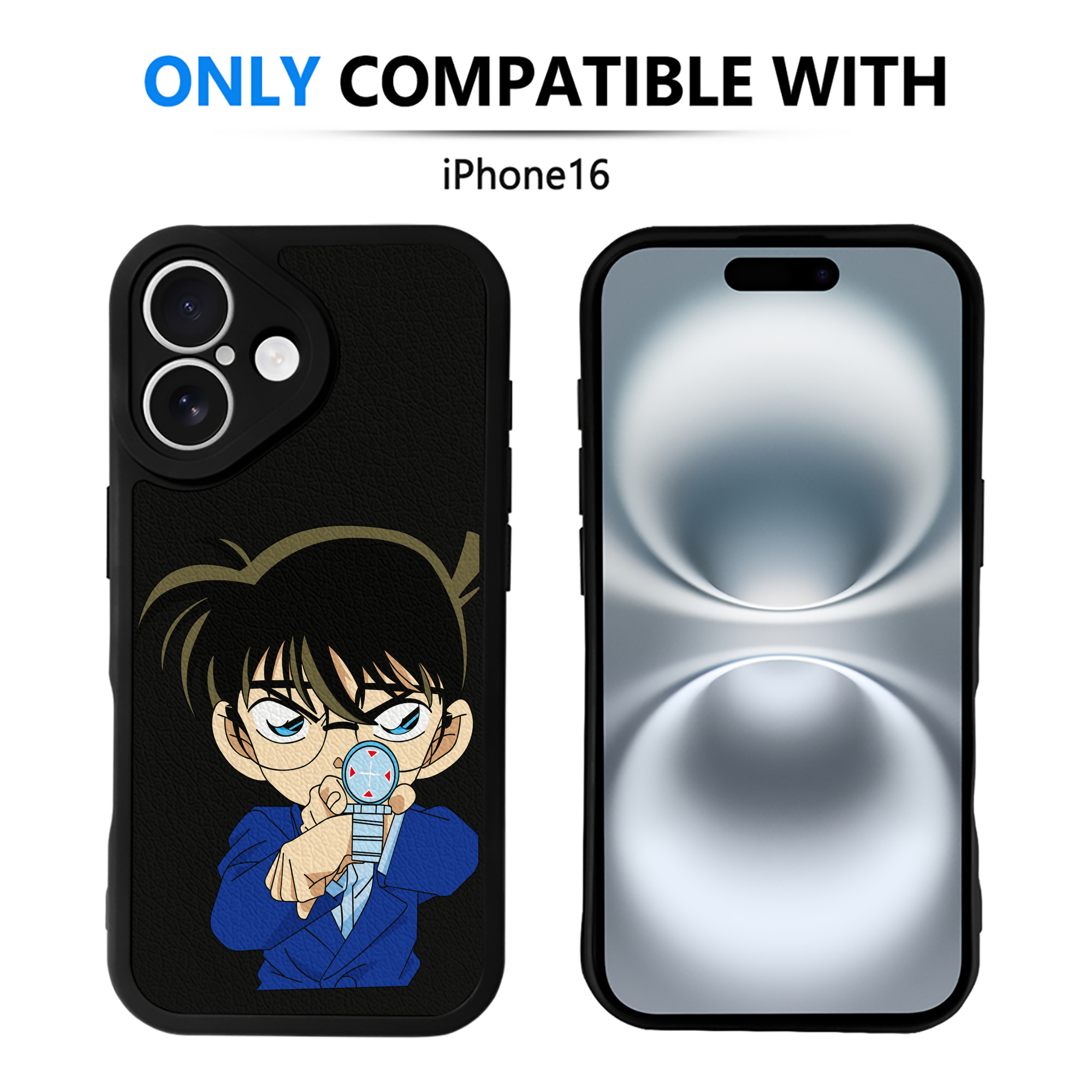 （画像用） 名探偵コナン 江戸川 コナン Detective Conan Conan Edogawa 【iPhone 16シリーズ対応】シリコンスマホケース（レザー調） 材質：シリコン